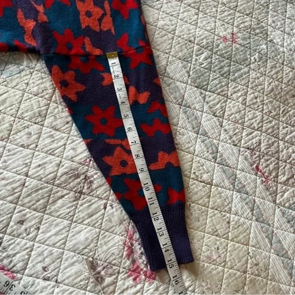 Marimekko Vintage Wool Sweater Size S Made in Finland Flower Print Multicolor - Picture 5 of 10
